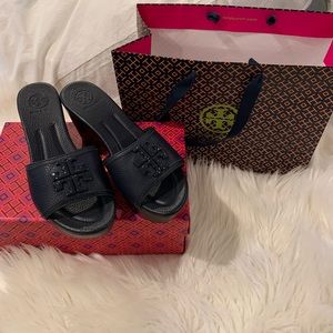 Tory Burch Lowell Wedge Slide Sandals sz 6